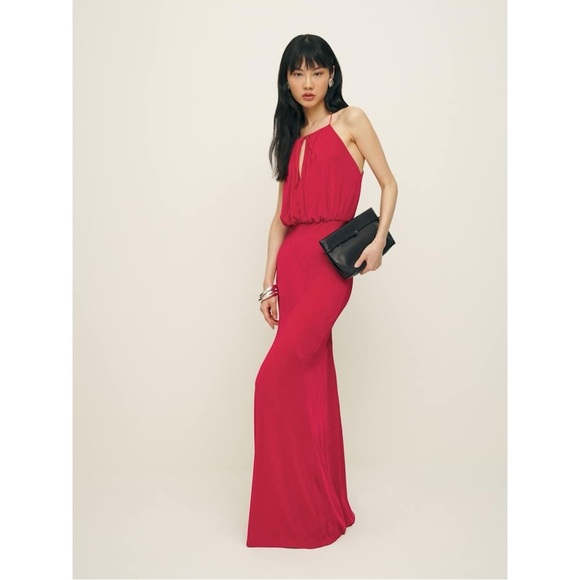 NWT Reformation Size M Red Lupe Knit Maxi Dress - Picture 1 of 9